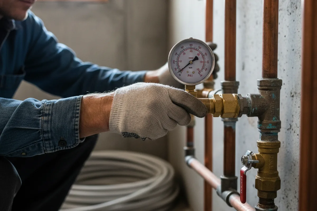 Pressure testing a repaired line during Water Line Repair in Odenton